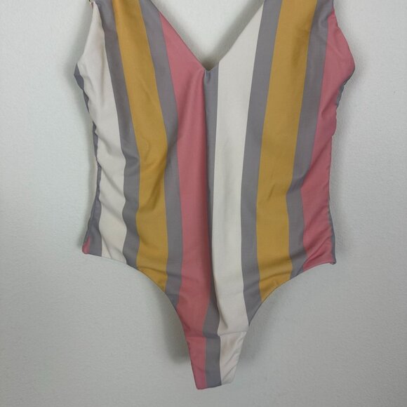 House of Harlow One Piece Swim Suit M Multicolor Stripe Boho Summer Vacation - Picture 3 of 9